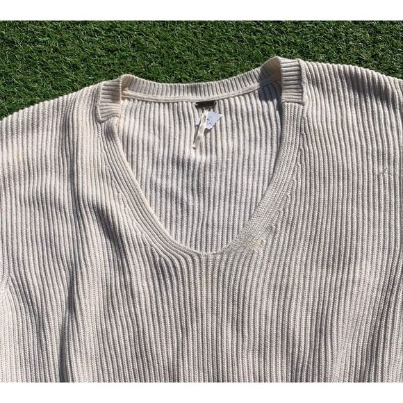 Free People Allure Pullover RIBBED ivory V NECK Sweater sz XS - Picture 5 of 7
